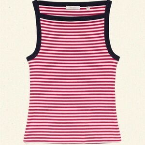 DOEN Navy and Red Striped Tank Top